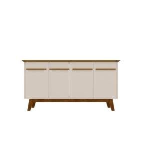 Yonkers 62.99 Sideboard with Solid Wood Legs and 2 Cabinets in Off White and Cinnamon - Manhattan Comfort 65-232BMC12