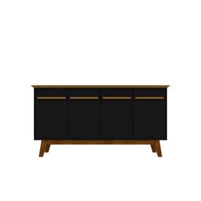 Yonkers 62.99 Sideboard with Solid Wood Legs and 2 Cabinets in Black and Cinnamon - Manhattan Comfort 65-232BMC82