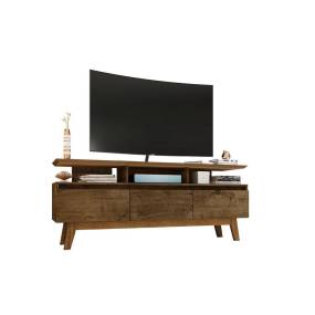 Yonkers 62.99 TV Stand with Solid Wood Legs and 6 Media and Storage Compartments in Rustic Brown - Manhattan Comfort 65-233BMC9