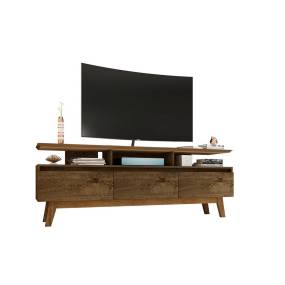 Yonkers 70.86 TV Stand with Solid Wood Legs and 6 Media and Storage Compartments in Rustic Brown - Manhattan Comfort 65-234BMC9