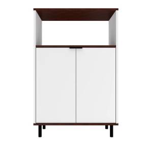 Mosholu Accent Cabinet with 3 Shelves in White and Nut Brown - Manhattan Comfort 65-301AMC227