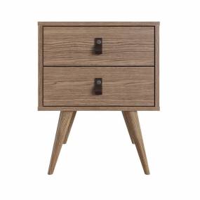 Amber Nightstand with Faux Leather Handles in Nature - Manhattan Comfort 302GFX4