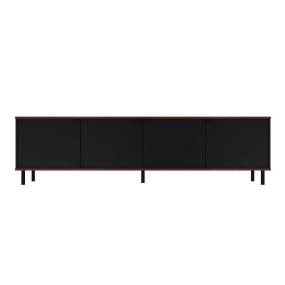 Mosholu 77.04 TV Stand with 4 Shelves in Black and Nut Brown - Manhattan Comfort 65-303AMC226