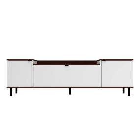 Mosholu 66.93 TV Stand with 3 Shelves in White and Nut Brown - Manhattan Comfort 65-304AMC227