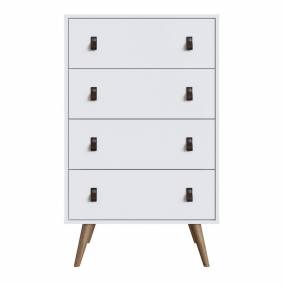 Amber Tall Dresser with Faux Leather Handles in White - Manhattan Comfort 304GFX1
