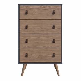 Amber Tall Dresser with Faux Leather Handles in Blue and Nature - Manhattan Comfort 304GFX2