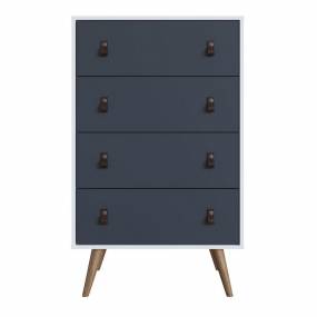 Amber Tall Dresser with Faux Leather Handles in White and Blue - Manhattan Comfort 304GFX3
