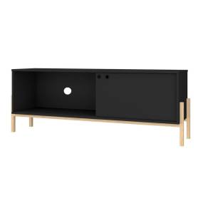 Bowery 55.12 TV Stand with 2 Shelves in Black and Oak - Manhattan Comfort 65-306AMC182
