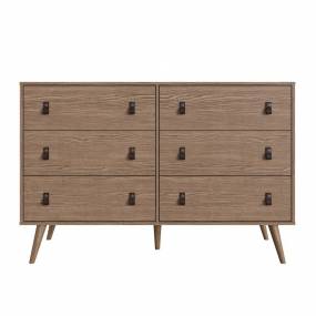 Amber Double Dresser with Faux Leather Handles in Nature - Manhattan Comfort 306GFX4