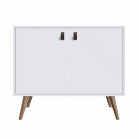 Amber Accent Cabinet with Faux Leather Handles in White - Manhattan Comfort 307GFX1