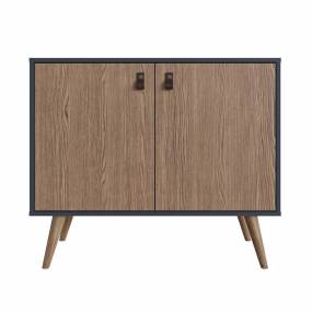 Amber Accent Cabinet with Faux Leather Handles in Blue and Nature - Manhattan Comfort 307GFX2