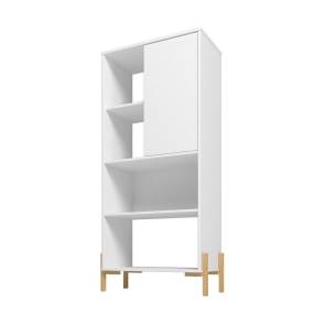Bowery Bookcase with 5 Shelves in White and Oak - Manhattan Comfort 65-308AMC157