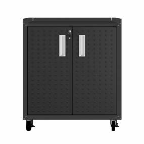 Fortress Textured Metal 31.5" Garage Mobile Cabinet with 2 Adjustable Shelves in Charcoal Grey - Manhattan Comfort 3GMCC-CH