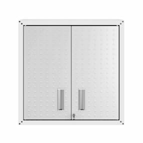 Fortress 30" Floating Textured Metal Garage Cabinet with Adjustable Shelves in White - Manhattan Comfort 5GMC-WH