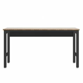 Fortress 72.4" Natural Wood and Steel Garage Table in Charcoal Grey - Manhattan Comfort 6GMC-CH