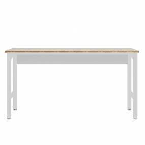 Fortress 72.4" Natural Wood and Steel Garage Table in White - Manhattan Comfort 6GMC-WH