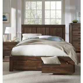 Meadow California King-size Solid Wood Footboard Storage Bed in Brick Brown - Modus 3F41D6