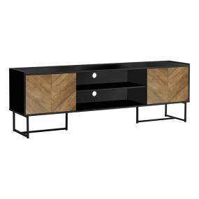 Tv Stand- 72 Inch- Console- Media Entertainment Center- Storage Cabinet- Living Room- Bedroom- Brown And Black Laminate- Black Metal- Contemporary- Modern-Monarch Specialties I 2752