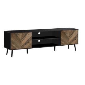 Tv Stand- 72 Inch- Console- Media Entertainment Center- Storage Cabinet- Living Room- Bedroom- Brown And Black Laminate- Black Wood Legs- Contemporary- Modern-Monarch Specialties I 2781