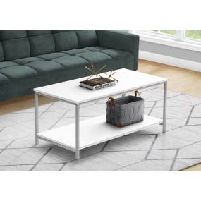 COFFEE TABLE - 40"L - WHITE - SILVER METAL - Monarch Specialties I 3800
