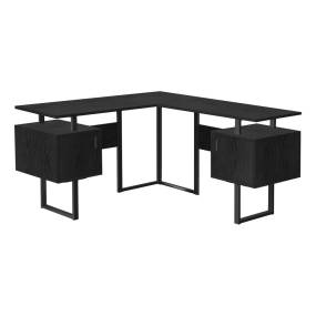 Computer Desk- Home Office- Corner- Storage- 58"L- L Shape- Work- Laptop- Black Laminate- Black Metal- Contemporary- Modern-Monarch Specialties I 7696