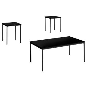 Table Set- 3pcs Set- Coffee- End- Black Metal- Black Laminate- Contemporary- Modern-Monarch Specialties I 7894P