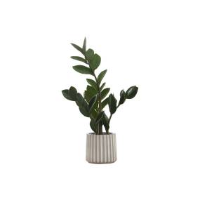 Artificial Plant- 20" Tall- Zz- Indoor- Faux- Fake- Table- Greenery- Potted- Real Touch- Decorative- Green Leaves- Grey Cement Pot-Monarch Specialties I 9500