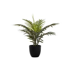 Artificial Plant- 20" Tall- Palm- Indoor- Faux- Fake- Table- Greenery- Potted- Real Touch- Decorative- Green Leaves- Black Pot-Monarch Specialties I 9501