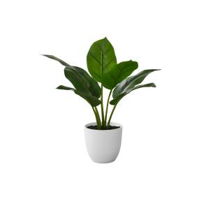 Artificial Plant- 17" Tall- Aureum- Indoor- Faux- Fake- Table- Greenery- Potted- Real Touch- Decorative- Green Leaves- White Pot-Monarch Specialties I 9502