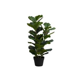 Artificial Plant- 32" Tall- Fiddle Tree- Indoor- Faux- Fake- Floor- Greenery- Potted- Real Touch- Decorative- Green Leaves- Black Pot-Monarch Specialties I 9511