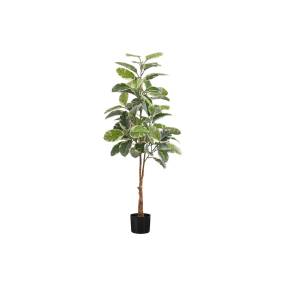 Artificial Plant- 52" Tall- Rubber Tree- Indoor- Faux- Fake- Floor- Greenery- Potted- Real Touch- Decorative- Green Leaves- Black Pot-Monarch Specialties I 9513