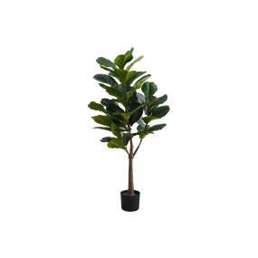 Artificial Plant- 47" Tall- Fiddle Tree- Indoor- Faux- Fake- Floor- Greenery- Potted- Real Touch- Decorative- Green Leaves- Black Pot-Monarch Specialties I 9515