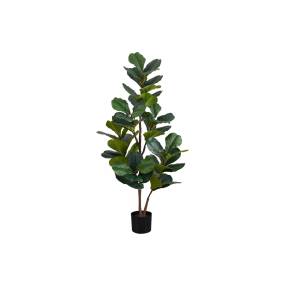 Artificial Plant- 49" Tall- Fiddle Tree- Indoor- Faux- Fake- Floor- Greenery- Potted- Real Touch- Decorative- Green Leaves- Black Pot-Monarch Specialties I 9517