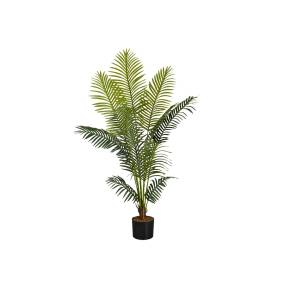 Artificial Plant- 57" Tall- Palm Tree- Indoor- Faux- Fake- Floor- Greenery- Potted- Real Touch- Decorative- Green Leaves- Black Pot-Monarch Specialties I 9536