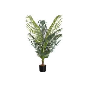 Artificial Plant- 47" Tall- Palm Tree- Indoor- Faux- Fake- Floor- Greenery- Potted- Real Touch- Decorative- Green Leaves- Black Pot-Monarch Specialties I 9537