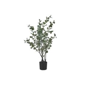 Artificial Plant- 35" Tall- Eucalyptus Tree- Indoor- Faux- Fake- Floor- Greenery- Potted- Decorative- Green Leaves- Black Pot-Monarch Specialties I 9562
