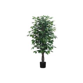 Artificial Plant- 58" Tall- Ficus Tree- Indoor- Faux- Fake- Floor- Greenery- Potted- Decorative- Green Leaves- Black Pot-Monarch Specialties I 9564