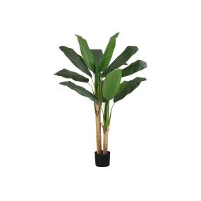 Artificial Plant- 55" Tall- Banana Tree- Indoor- Faux- Fake- Floor- Greenery- Potted- Real Touch- Decorative- Green Leaves- Black Pot-Monarch Specialties I 9568