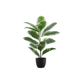 Artificial Plant- 27" Tall- Rubber- Indoor- Faux- Fake- Table- Greenery- Potted- Real Touch- Decorative- Green Leaves- Black Pot-Monarch Specialties I 9572