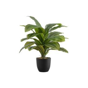 Artificial Plant- 17" Tall- Dracaena- Indoor- Faux- Fake- Table- Greenery- Potted- Real Touch- Decorative- Green Leaves- Black Pot-Monarch Specialties I 9573