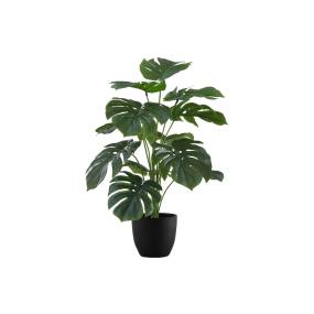 Artificial Plant- 24" Tall- Monstera- Indoor- Faux- Fake- Table- Greenery- Potted- Real Touch- Decorative- Green Leaves- Black Pot-Monarch Specialties I 9576