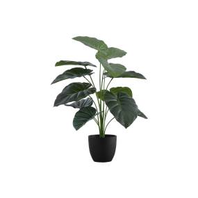 Artificial Plant- 24" Tall- Alocasia- Indoor- Faux- Fake- Table- Greenery- Potted- Real Touch- Decorative- Green Leaves- Black Pot-Monarch Specialties I 9578