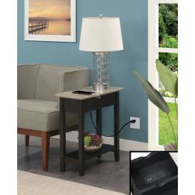 American Heritage Flip Top End Table with Charging Station - Convenience Concepts 7105089C1BL
