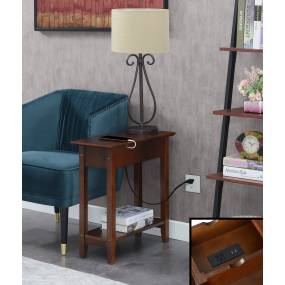 American Heritage Flip Top End Table with Charging Station - Convenience Concepts 7105089ES