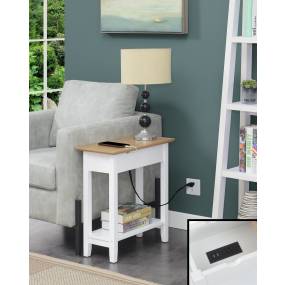 American Heritage Flip Top End Table with Charging Station - Convenience Concepts 7105089WDFTW