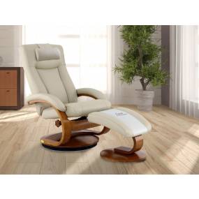 Relax-R™ Hamilton Recliner and Ottoman with Pillow in Beige Air Leather - Progressive Furniture M054-097103C