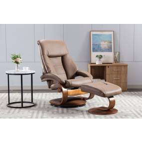 Relax-R™ Montreal Recliner and Ottoman in Sand Top Grain Leather  - Progressive Furniture M058-024103