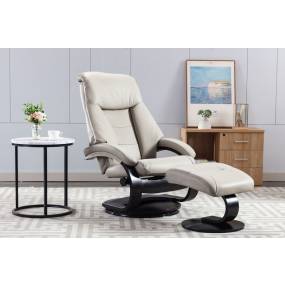 Relax-R™ Montreal Recliner and Ottoman in Putty Top Grain Leather  - Progressive Furniture M058-042625