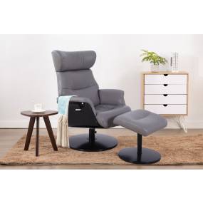 Relax-R™ Sennet Recliner and Ottoman in Steel Air Leather - Progressive Furniture M729-004070