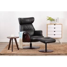 Relax-R™ Sennet Recliner and Ottoman in Black Air Leather - Progressive Furniture M729-493001